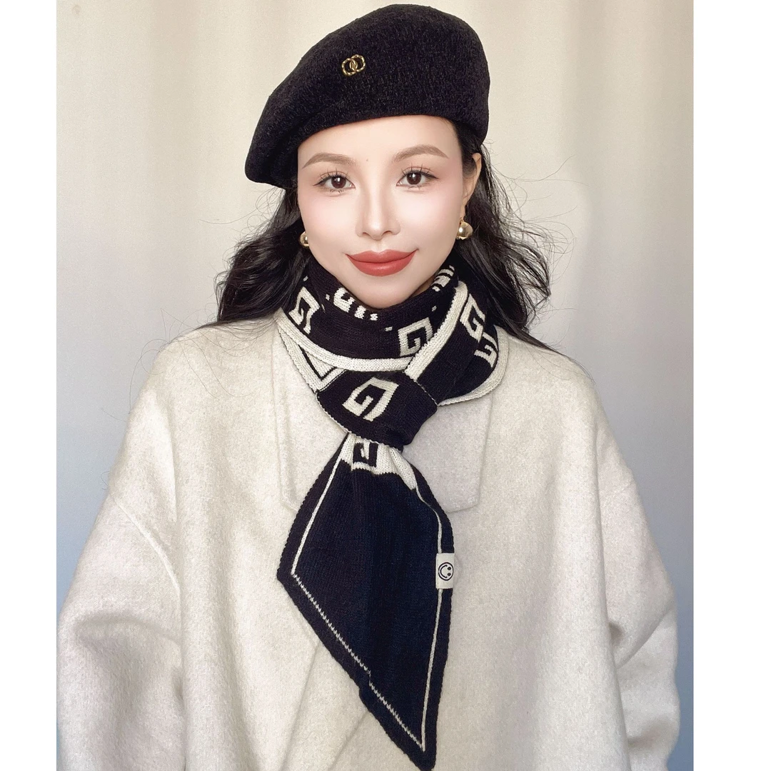 新款秋冬网红保暖加厚时尚围脖耳朵巾女款百搭韩版围脖高品质围巾