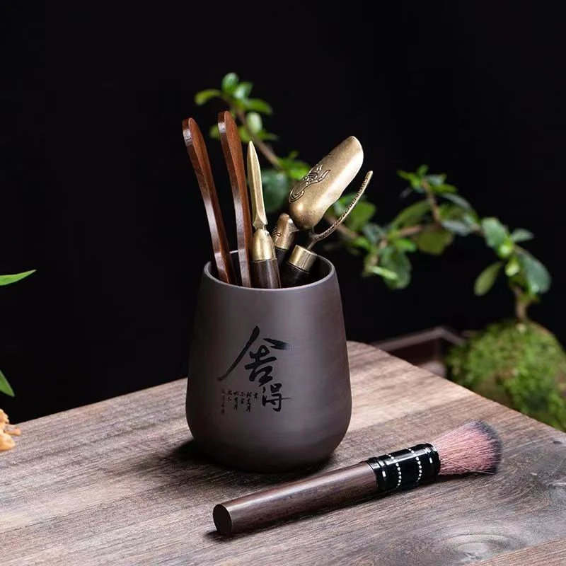 六君子套装茶具配件茶夹不锈钢镊子茶针茶锥茶匙茶勺茶铲大肚笔