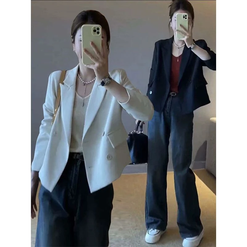 高级感短款小个子西装外套女2023秋季新款小众设计感休闲西服上衣