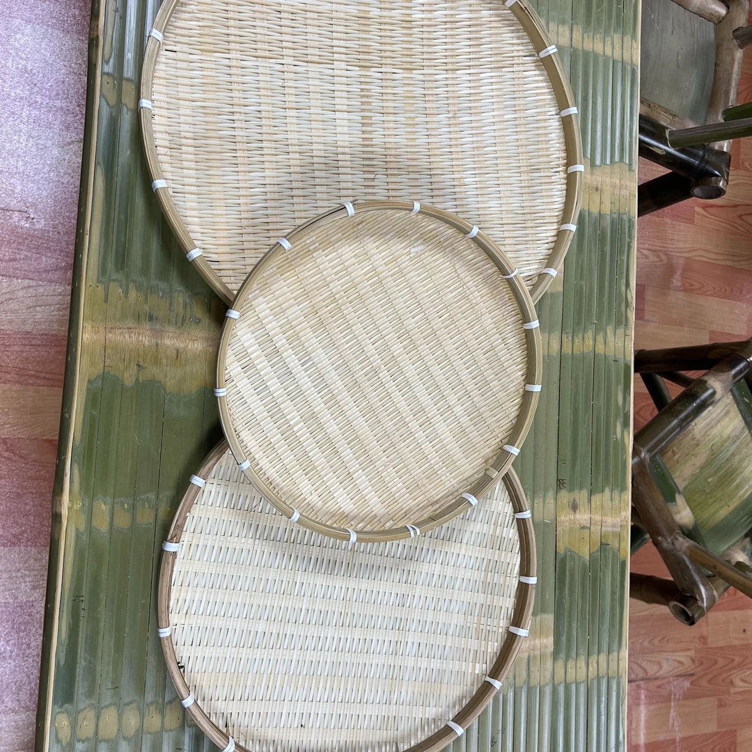 竹编圆晒盘30-35-40三个装手工匠人编制