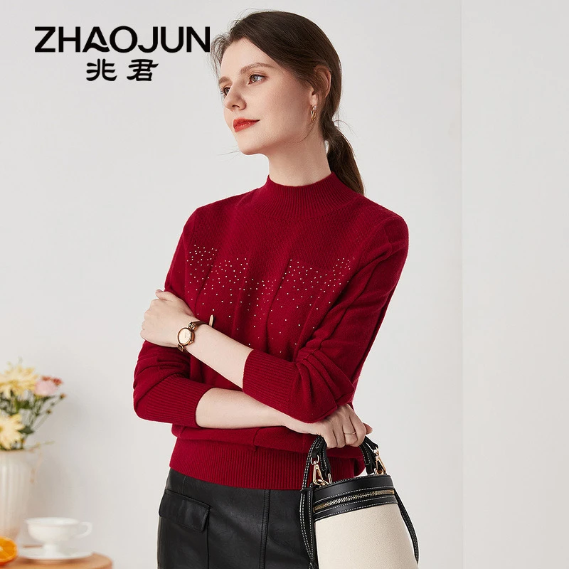 zhaojun/兆君针织半高领冬季百搭毛衣女士气质保暖羊绒衫ZSR2452