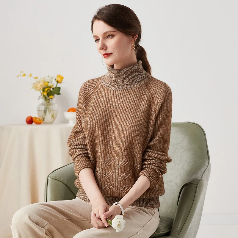 zhaojun/兆君加厚提花洋气时尚保暖百搭羊绒女士羊绒衫ZSR3448