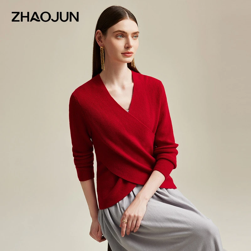 zhaojun/兆君24秋冬新款重叠抱脖领洋气时尚偏厚羊绒衫ZSS4118