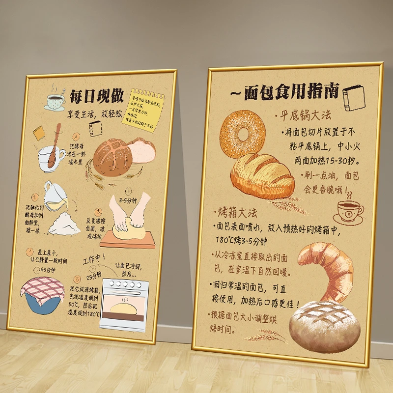 蛋糕店墙面装饰挂画烘培面包房橱窗海报咖啡甜品奶油知识壁画贴纸