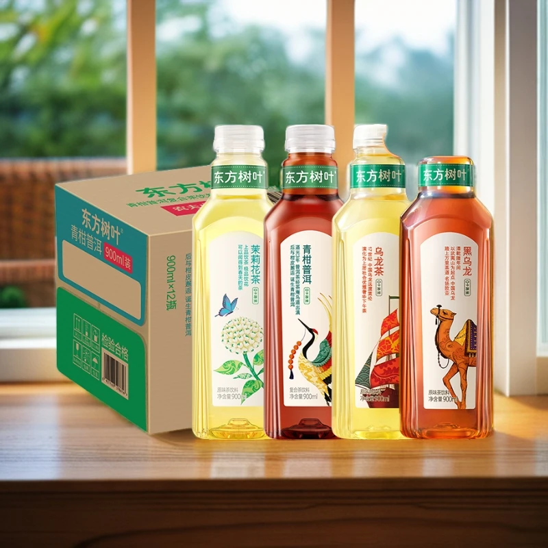 农夫山泉东方树叶无糖茶饮料茉莉花茶青柑普洱【900ml12瓶】整箱批