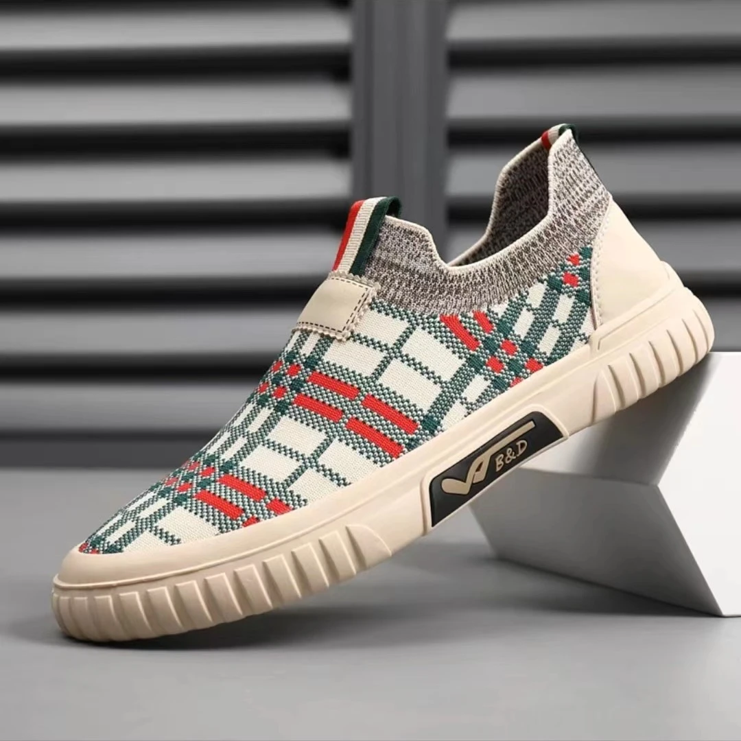 2025夏季时尚休闲鞋男士一脚蹬懒人鞋百搭潮鞋低帮透气网面软底鞋