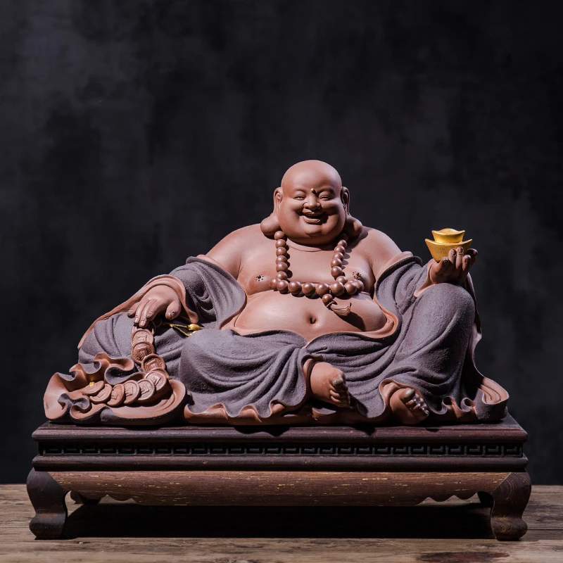 王顺弥勒摆件笑佛像大肚佛客厅办公室装饰品乔迁礼品赐福弥勒中式