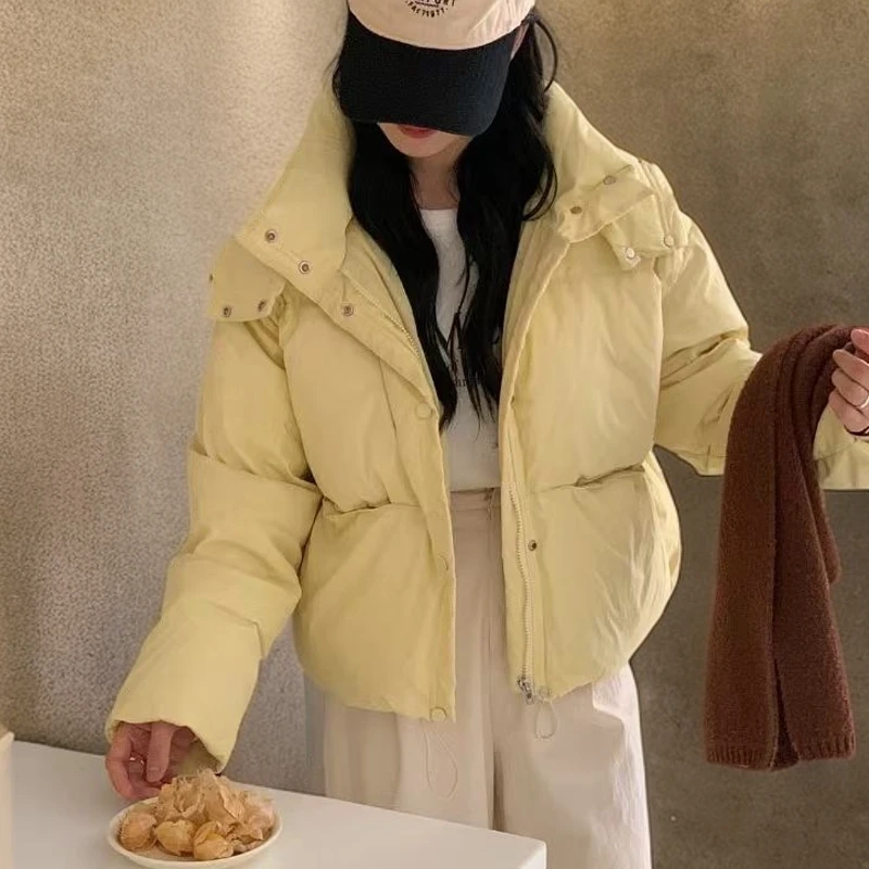 【畅销款】新款短款连帽立领宽松加厚面包服白鸭绒女冬HD8025