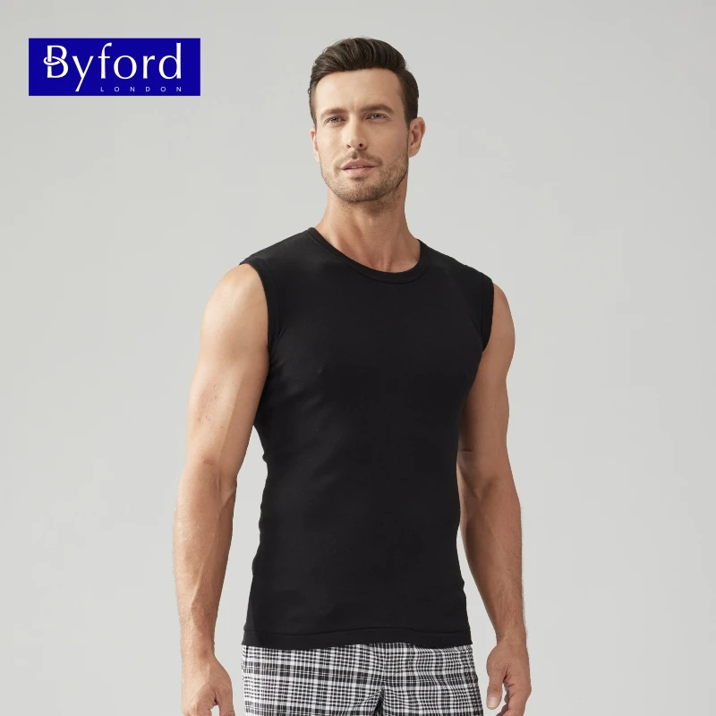 Byford/百富男士背心舒适棉运动背心无袖打底衫汗衫男-MW8833