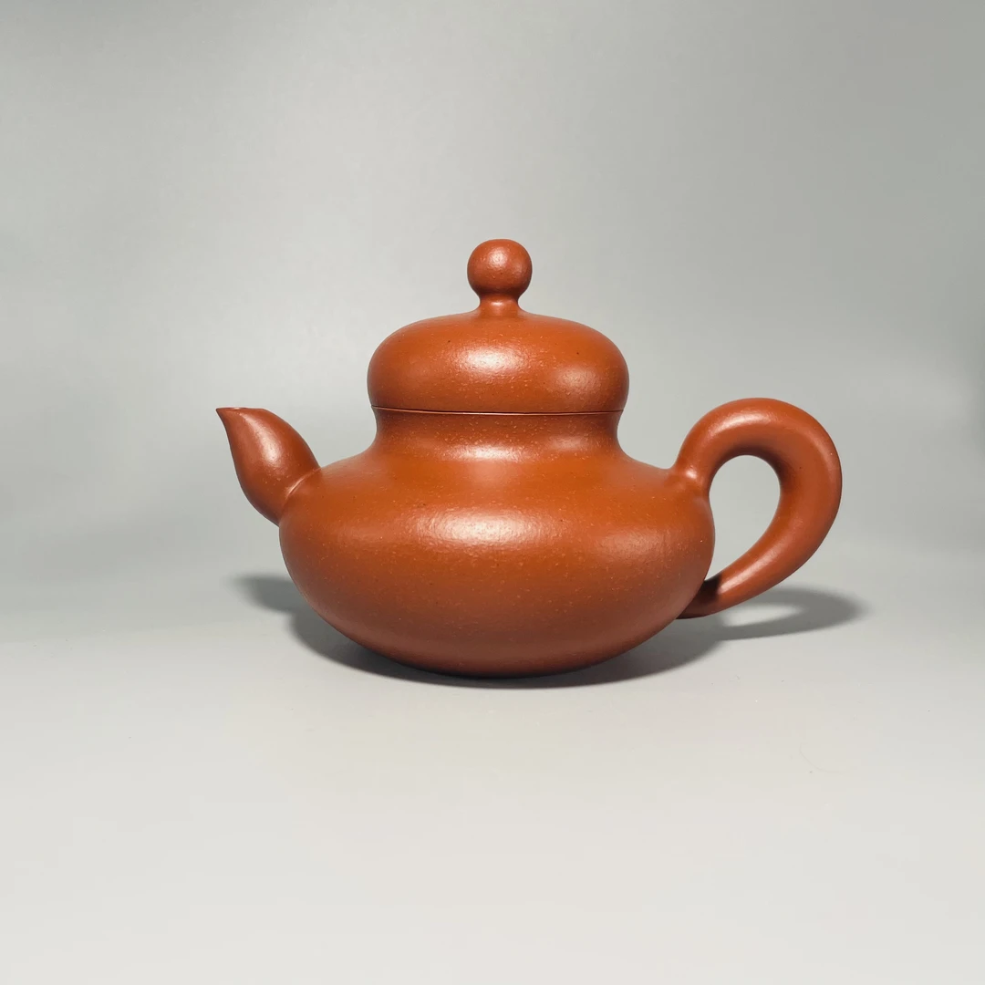 潮州手拉壶原矿鱼籽朱泥林嬿手工制作黄金容量弥勒壶功夫茶具茶壶