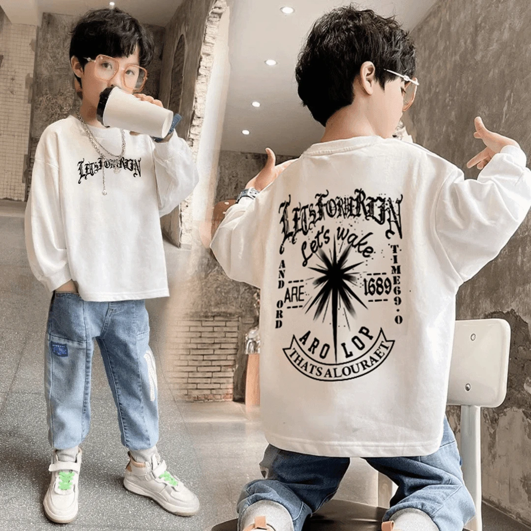 【清仓不补】纯棉男童长袖t恤打底衫春秋儿童中大童上衣半袖ins潮