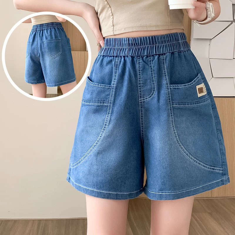 短裤女夏松紧腰宽松百搭休闲夏季薄款热裤显瘦小个子a字牛仔短裤