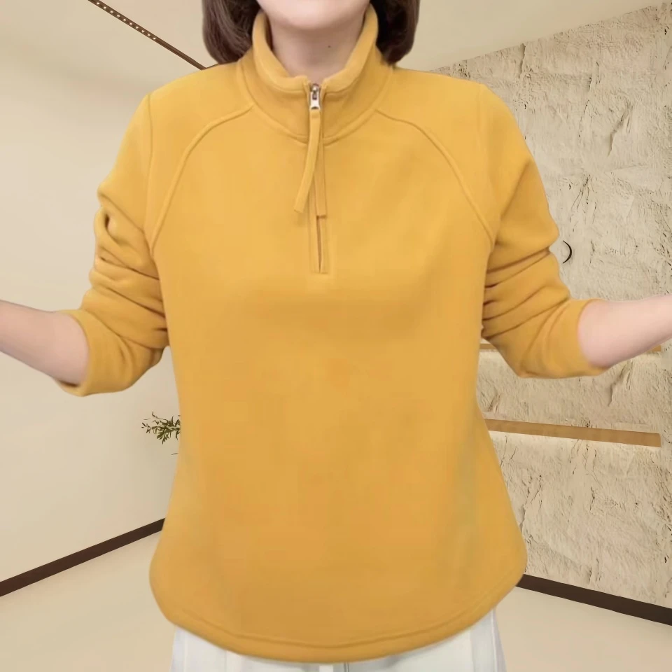 秋冬新款半拉链保暖卫衣休闲百搭防寒2025保暖高领设计打底卫衣女