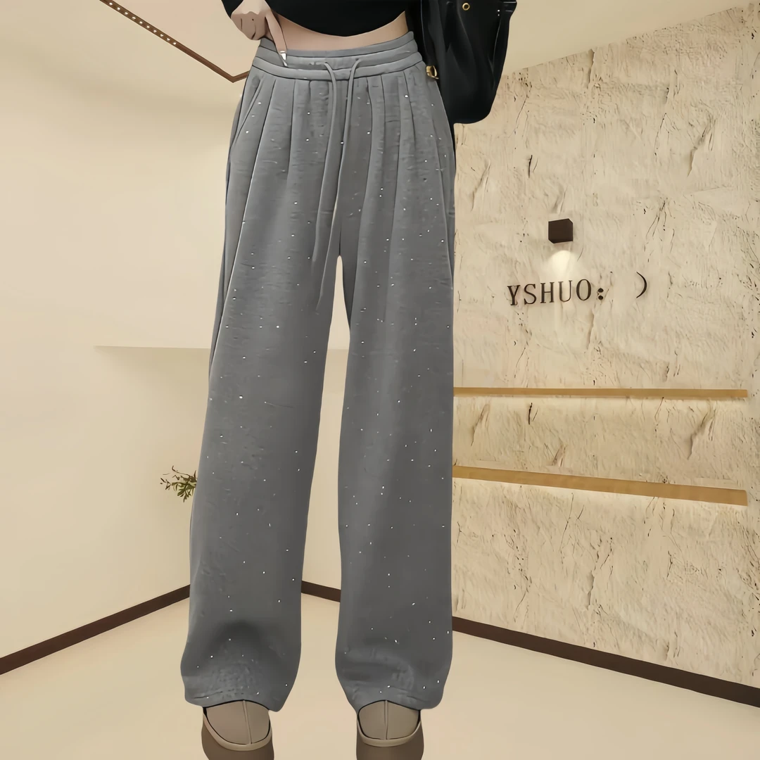 2024冬季新款加绒加厚休闲裤宽松高腰显瘦拖地长裤百搭休闲阔腿裤