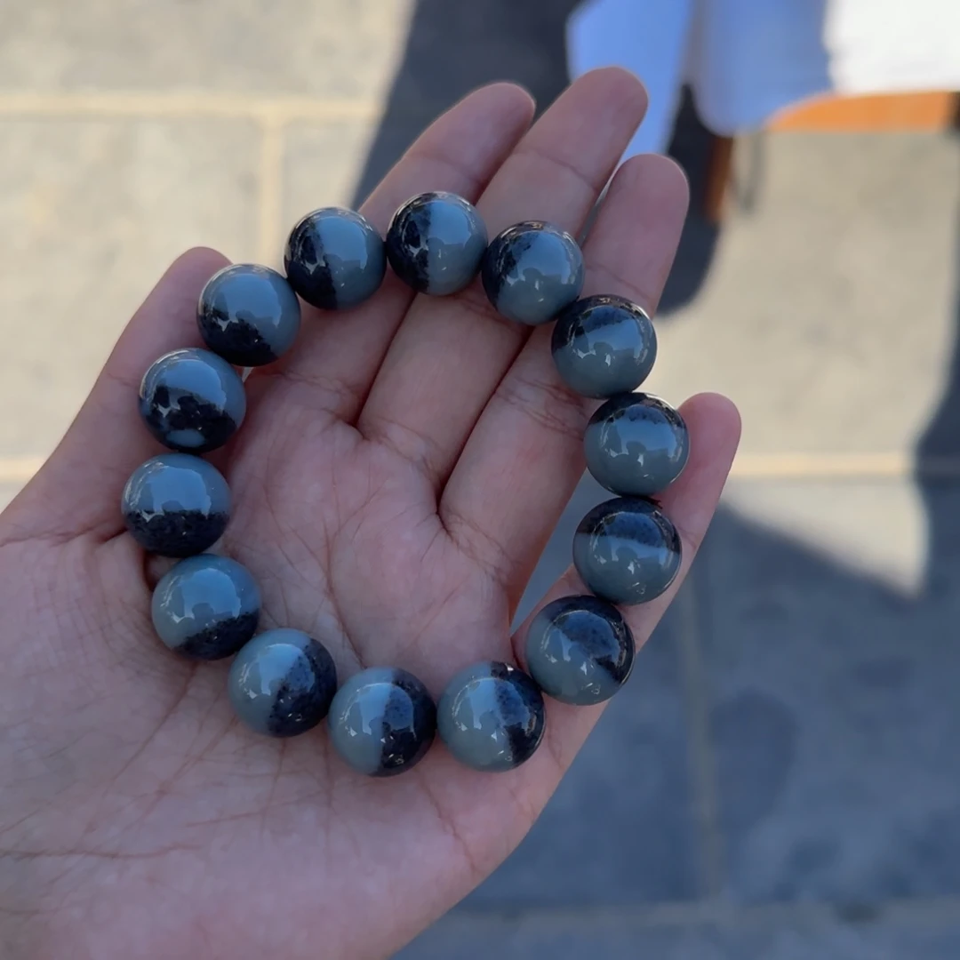 和田玉手串未镶嵌卡16