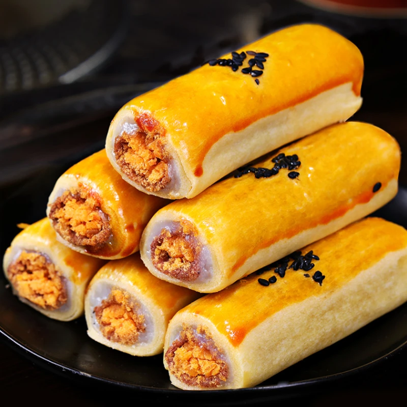蛋黄肉松卷香甜500g/16根营养早餐蛋黄红豆紫薯味追剧零食酥软