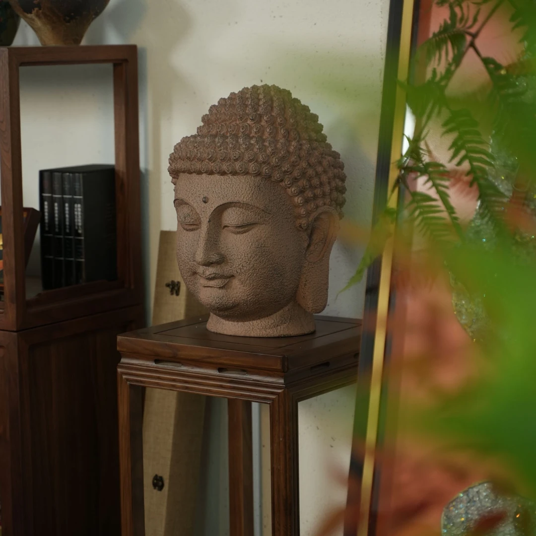 新中式大号慈悲佛头佛首佛像禅意摆件