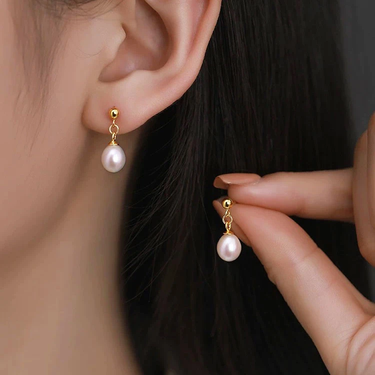 【落星】美人泪珍珠耳饰天然淡水无核珍珠耳坠s925银米型多样性发货