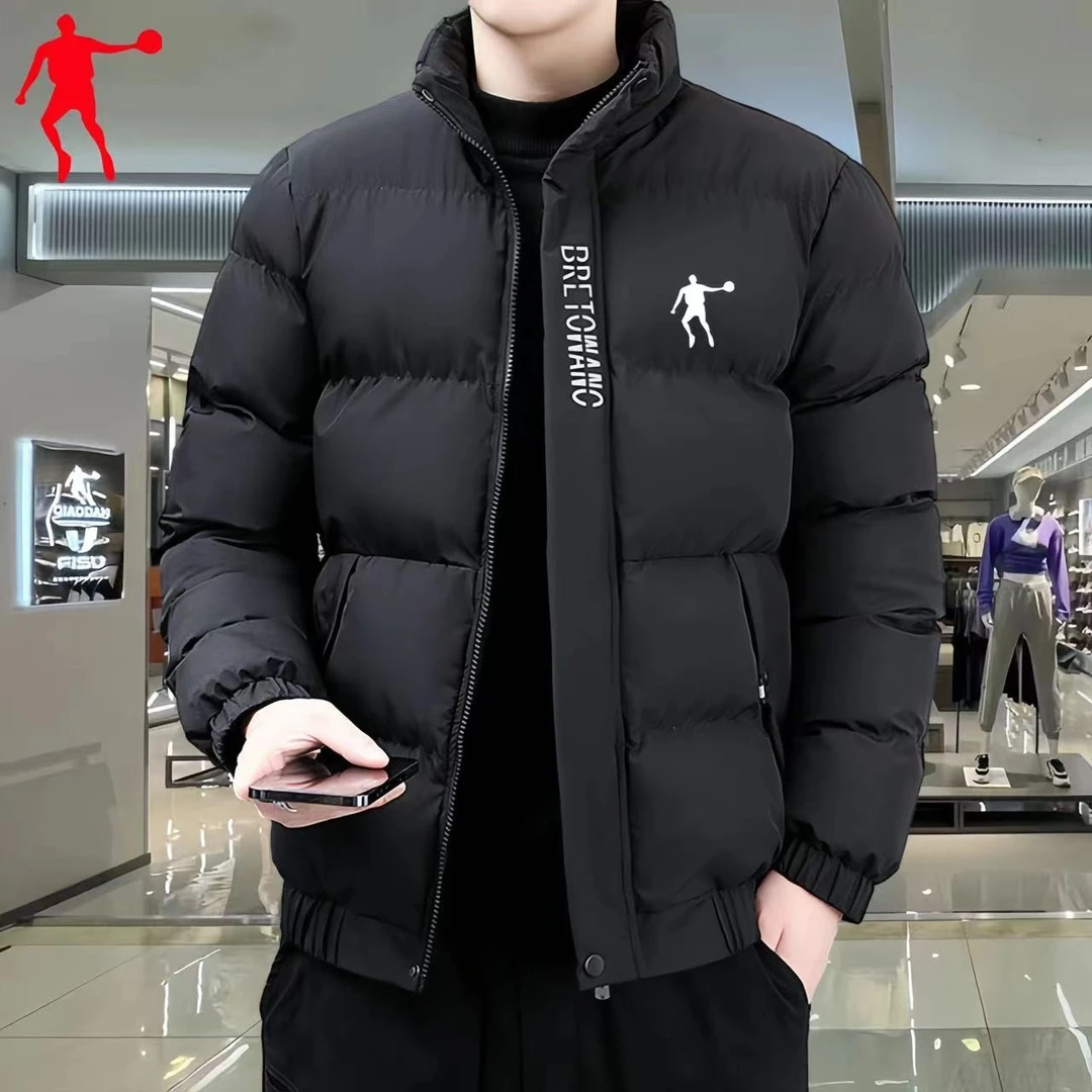 乔丹秋冬季棉衣男士保暖加厚立领外套宽松韩版棉服户外运动棉袄男
