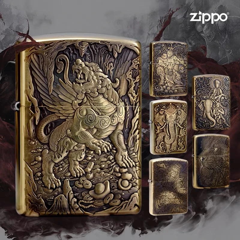 ZIPPO/之宝【鬼王系列合集】立体浮雕工艺-黄铜盔甲机-收藏DY9912DK