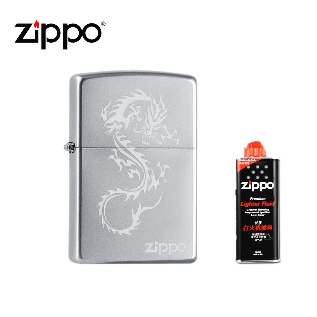 ZIPPO/之宝【祥龙啸】镀铬缎砂 在版在册经典防风打火机TCX1H1