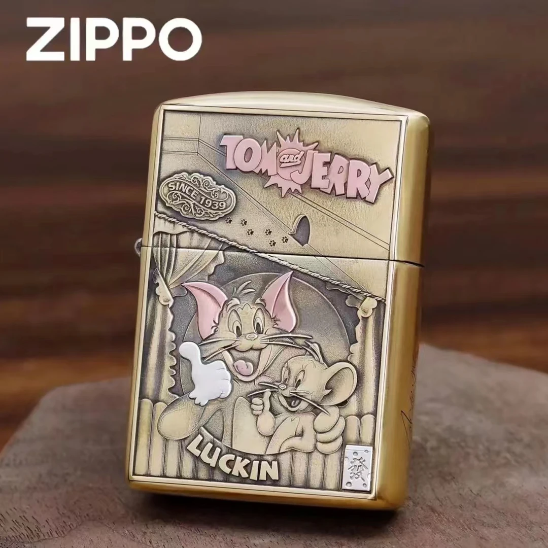 ZIPPO/之宝【猫和老鼠】紫铜镶嵌 黄铜盔甲浮雕 防风打火机DYX1H1F1