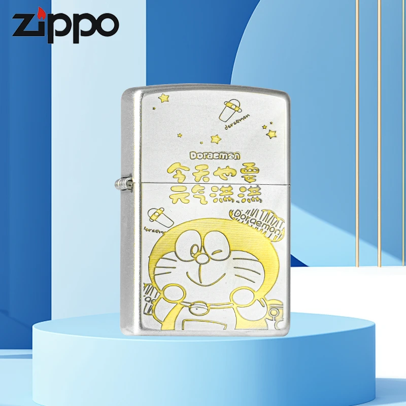 ZIPPO/之宝【哆啦A梦】金冰双色镀铬缎砂卡通防风打火机DY9902DK