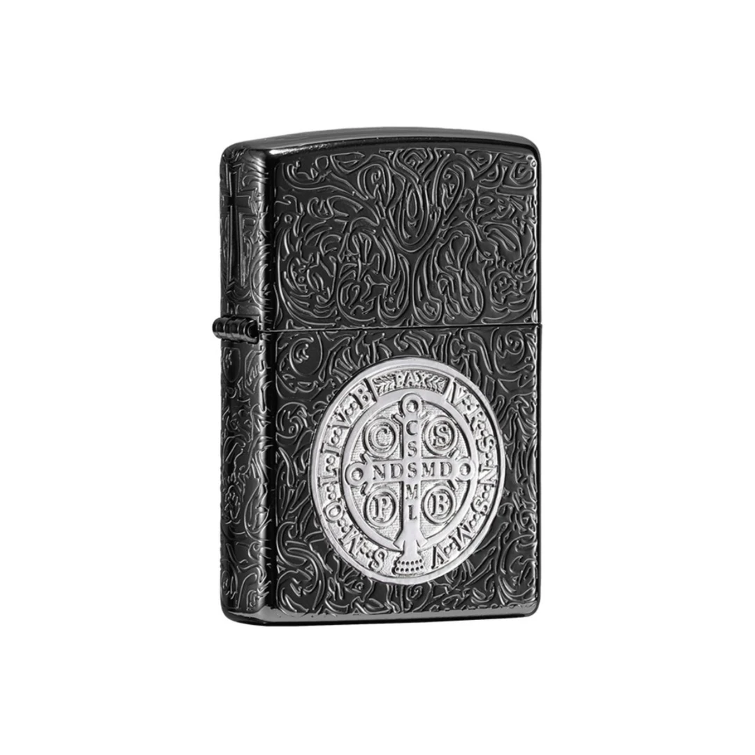 ZIPPO【康斯坦丁】黑银两色常规机 精雕刻 男士 防风打火机DY8702DK