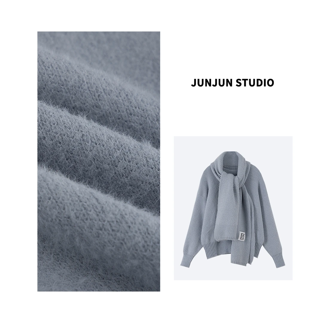 JUNJUN【围脖毛衣】RARN/热爱如你仿貂毛围巾毛衣套装