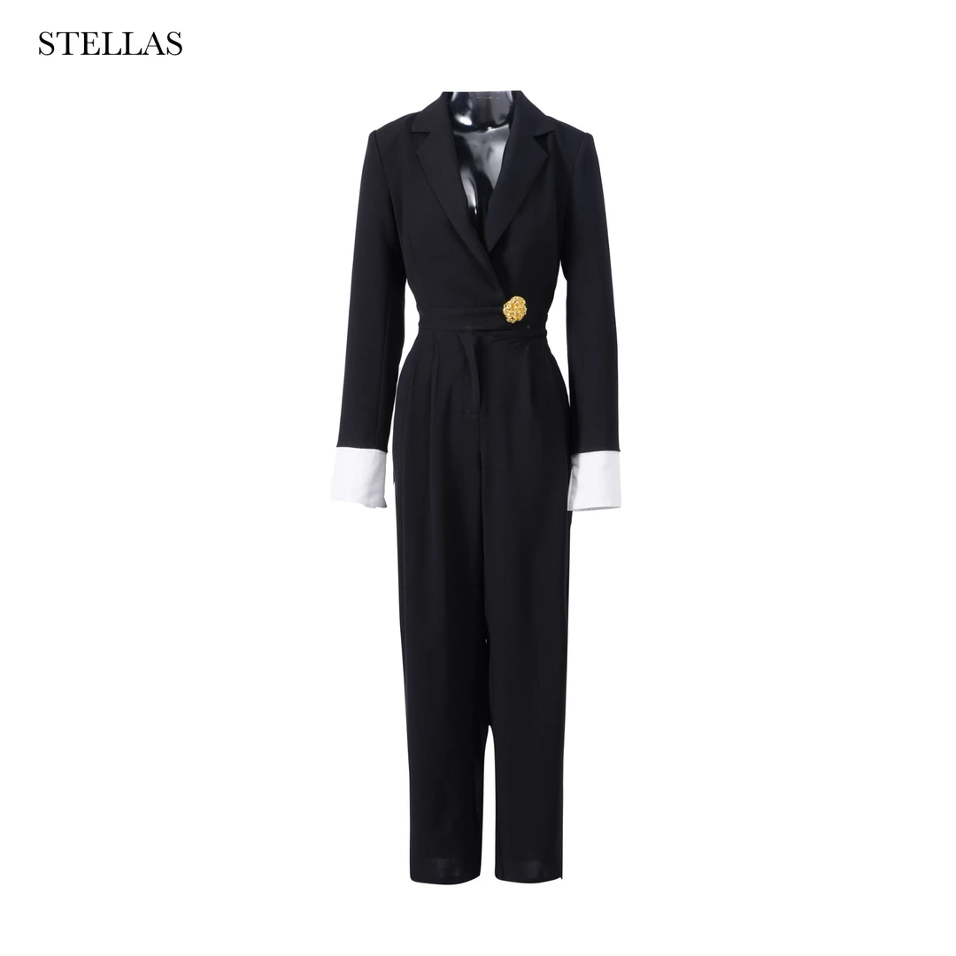 STELLAS 小心机设计收腰修身撞色气质连体裤