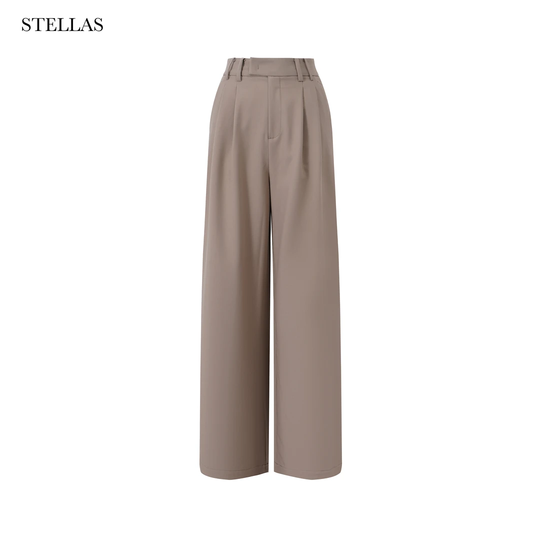 STELLAS 精致裁剪 设计感对皱显瘦西装直筒裤