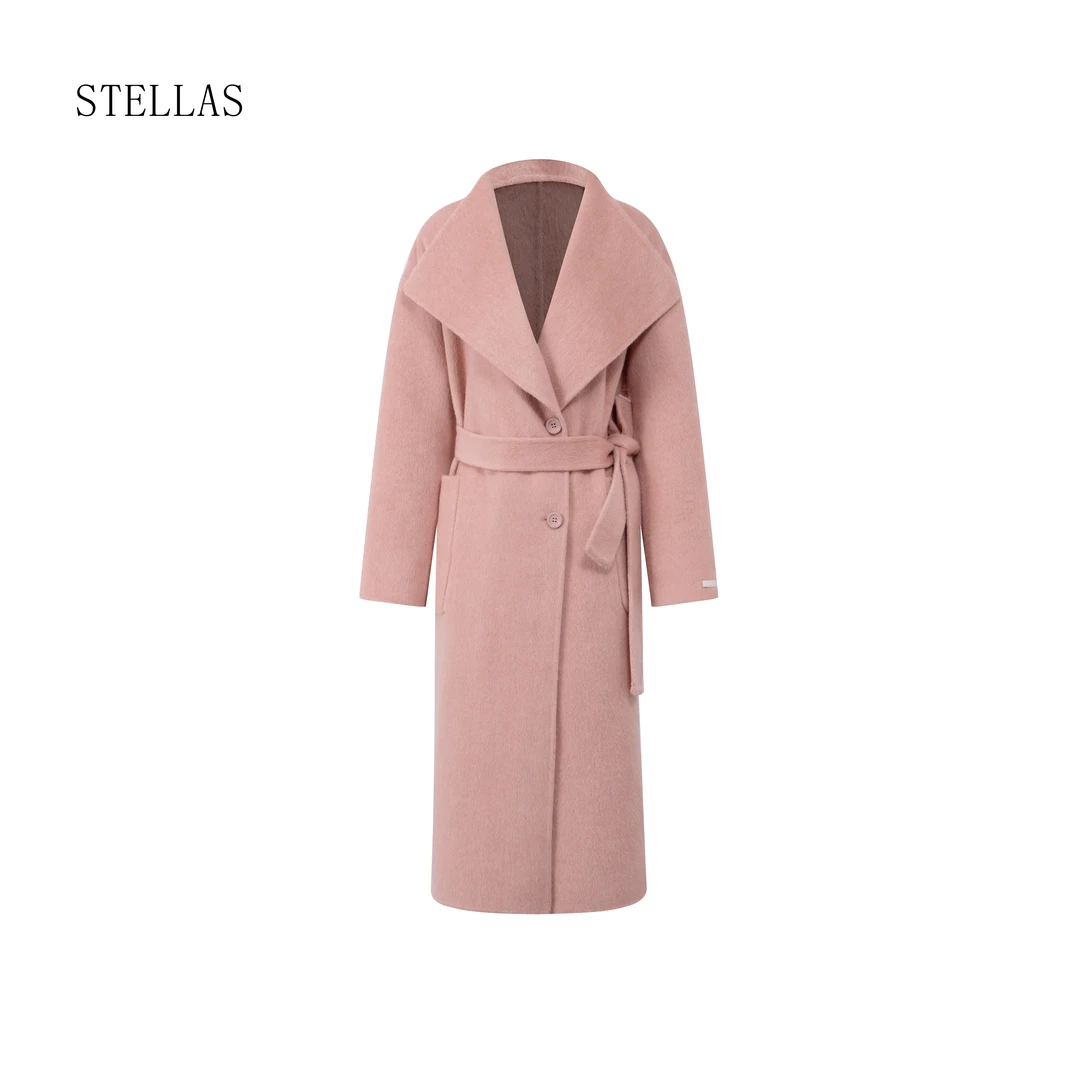 STELLAS 【时髦千金】80支羊驼毛 围巾款双面呢经典大衣外套