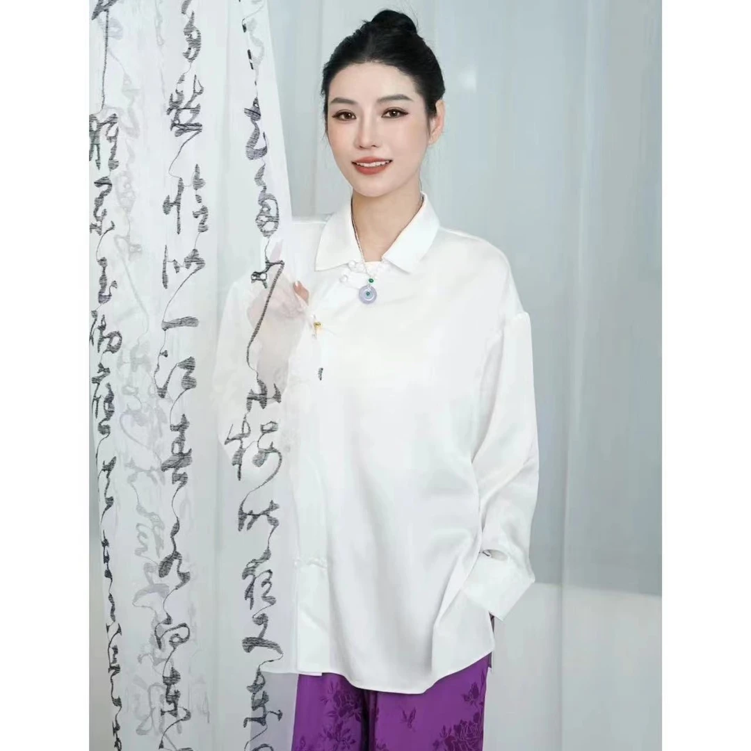 STELLAS 【素雅】别致复古盘扣立领新中式衬衫