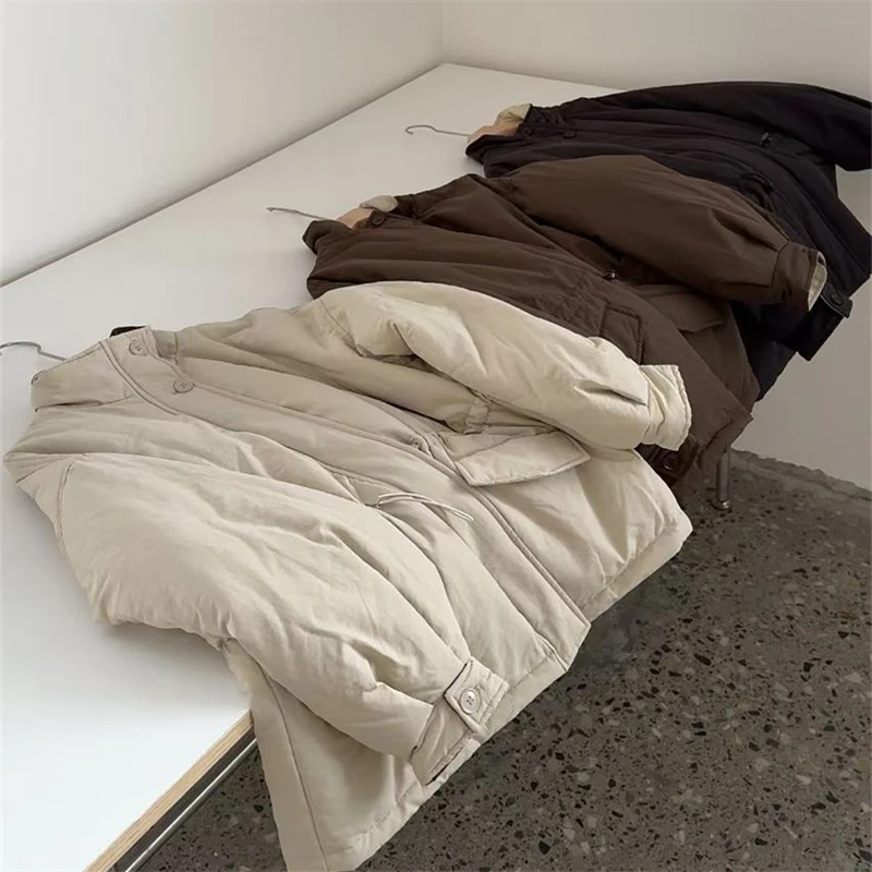 清纯色工装棉服5235