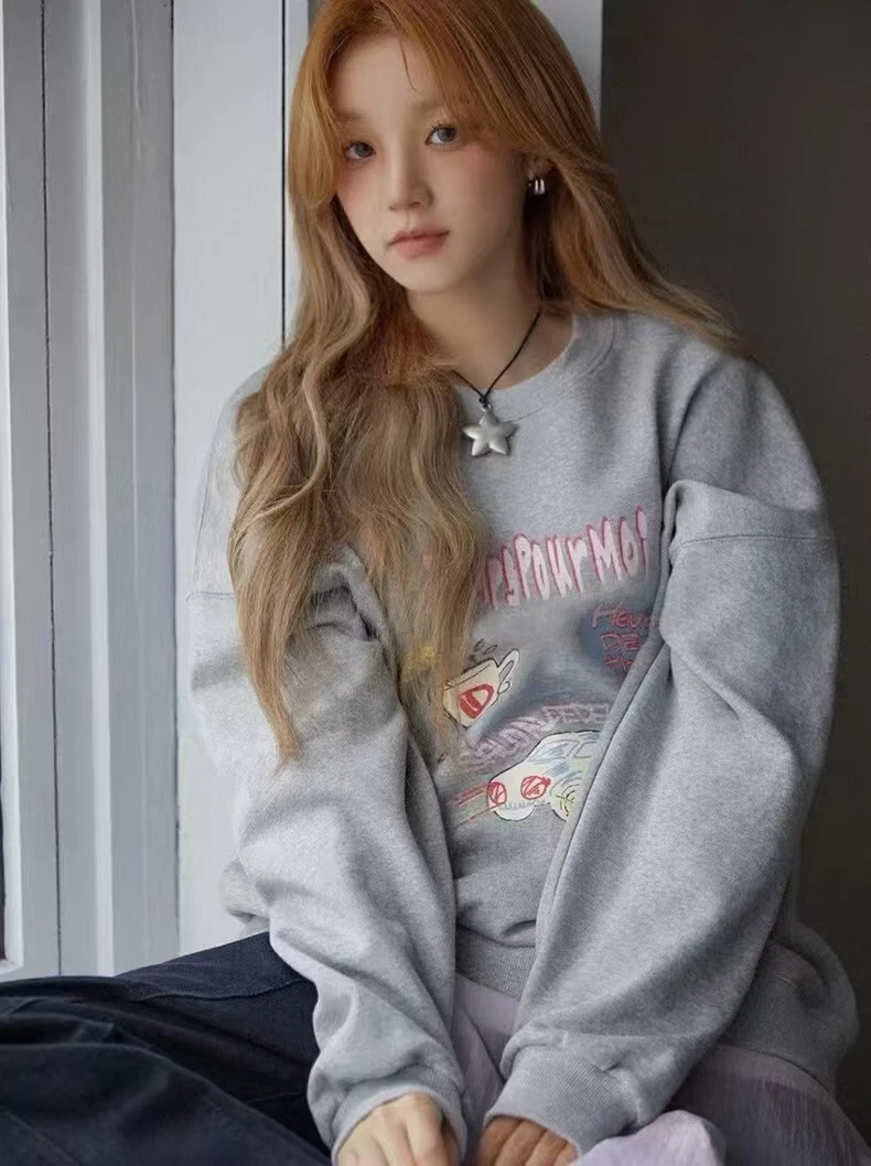 清雨琦同款！咖啡涂鸦卫衣