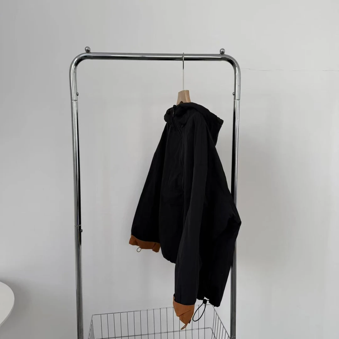 清黑橘拼色卫衣羽绒服 no.退no.换