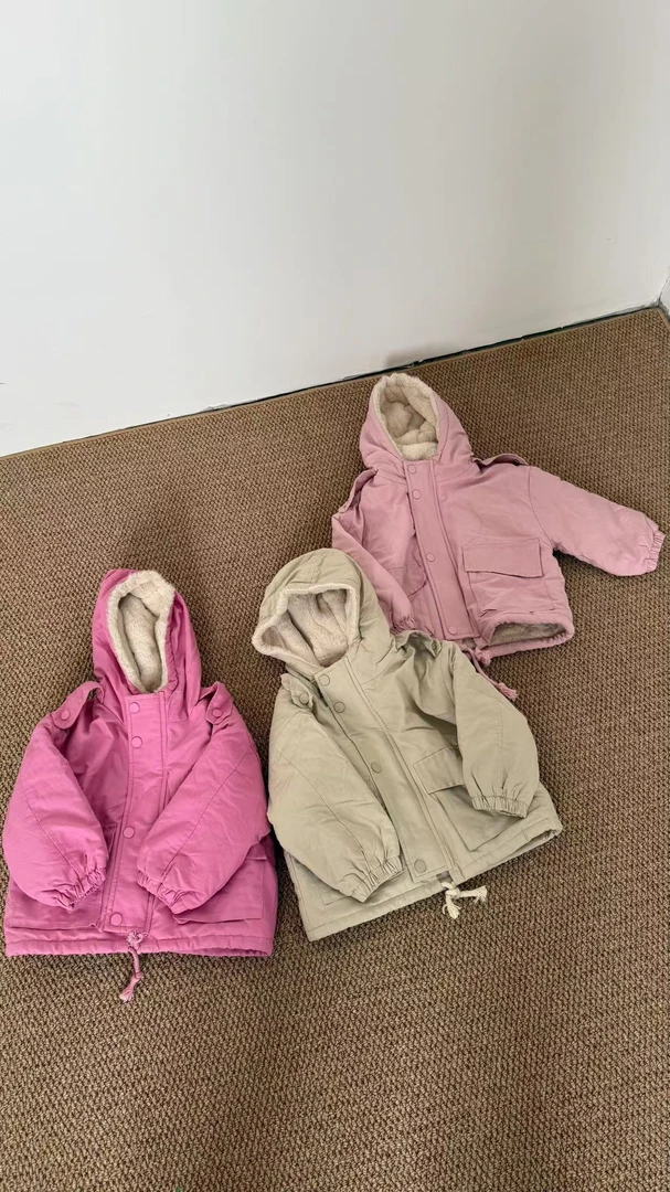 儿童纯色连帽棉服no.退no.换