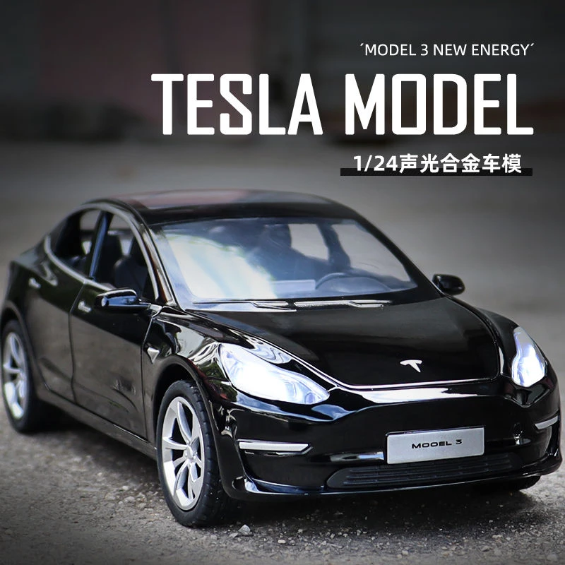 1:24特斯拉model3合金大号汽车模型仿真儿童玩具车男孩轿跑车摆件