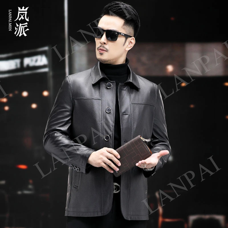 【100%真-头层小牛皮】Lanpai/岚派 专柜品牌男士高档商务真皮皮衣
