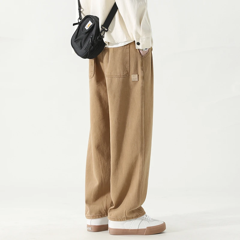 美式高街阔腿工装裤子男款春秋宽松直筒裤