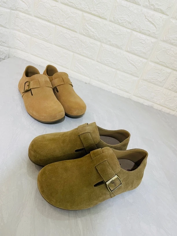 982 勃肯鞋平底搭扣一脚蹬懒人鞋休闲复古单鞋软底豆豆鞋丑萌鞋