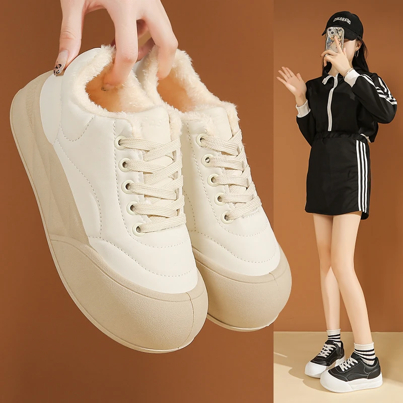 X12【加绒加厚】韩系休闲女鞋新款小白鞋百搭厚底面包鞋小众板鞋