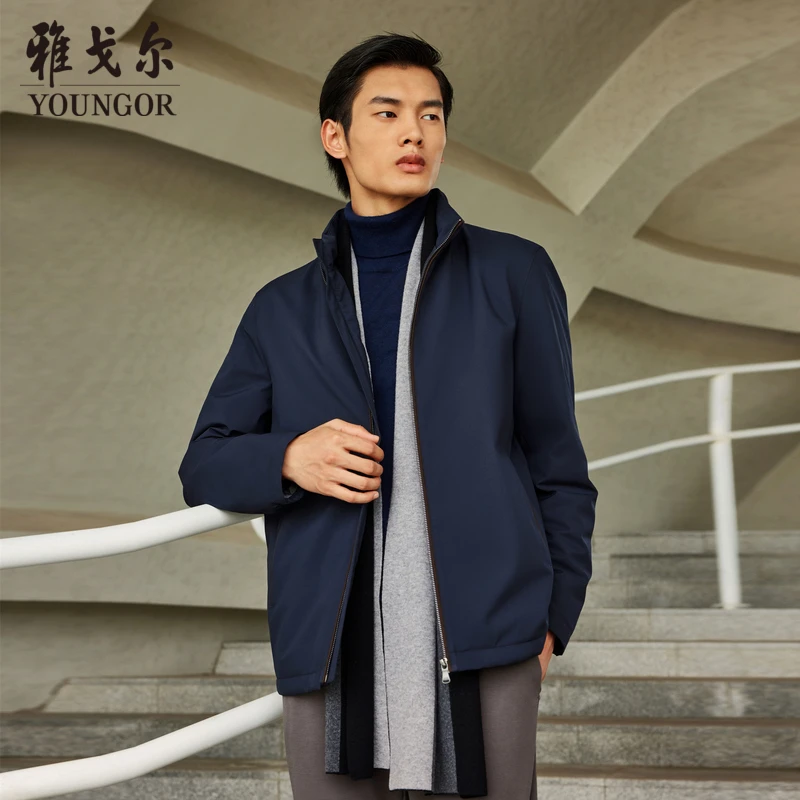 雅戈尔官方旗舰店男装立领白鹅绒男士夹克羽绒服保暖冬外套439898