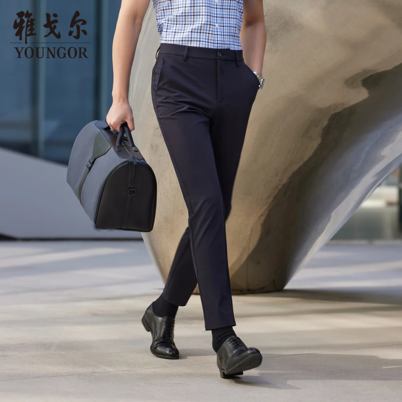 【超能裤：凉感宾霸+四面弹+防晒】雅戈尔男士直筒商务休闲裤323009