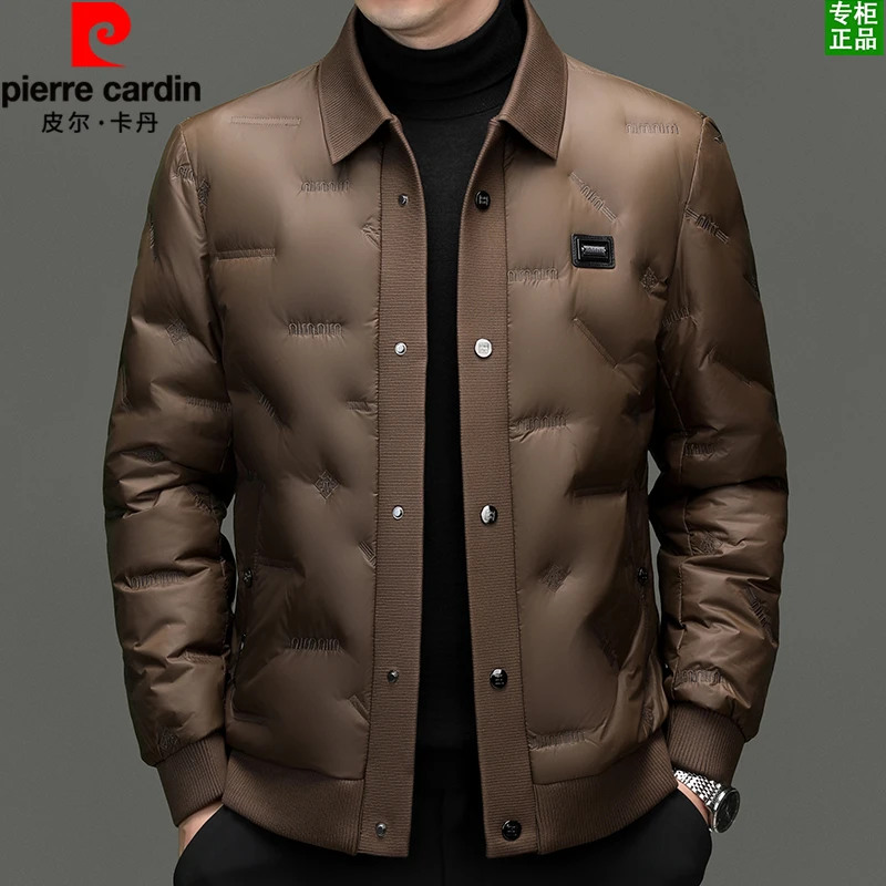 皮尔卡丹【90白鸭绒】新款高端男士羽绒服冬季保暖商务休闲翻领外套