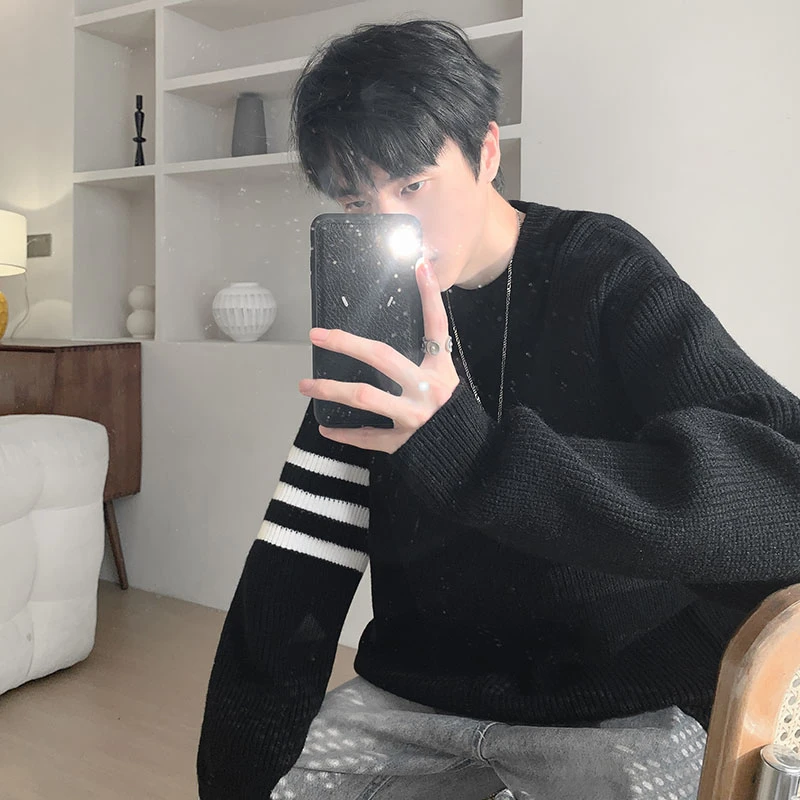 好看毛衣男生秋冬款宽松慵懒风高级感日系复古保暖内搭打底针织衫