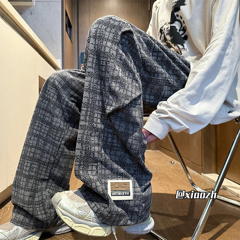 美拉德复古灯芯绒裤子男春秋款潮牌重磅坠感阔腿裤直筒宽松休闲裤