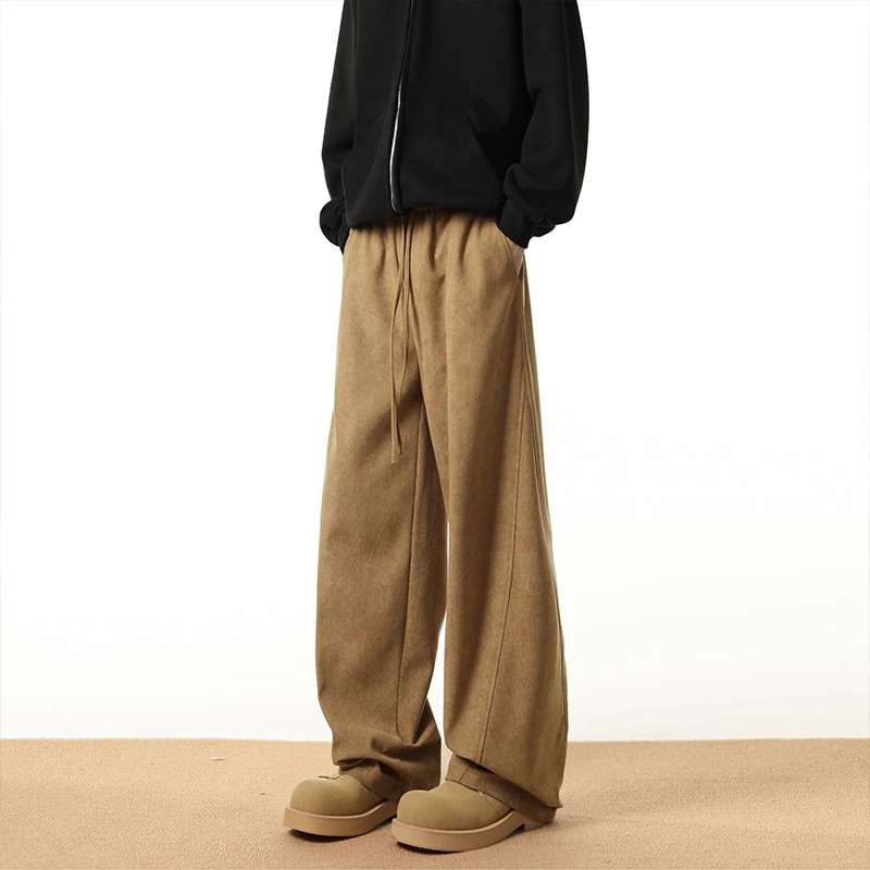 灯芯绒裤子男款秋冬季加绒加厚弯刀卫裤宽松直筒cleanfit休闲长裤