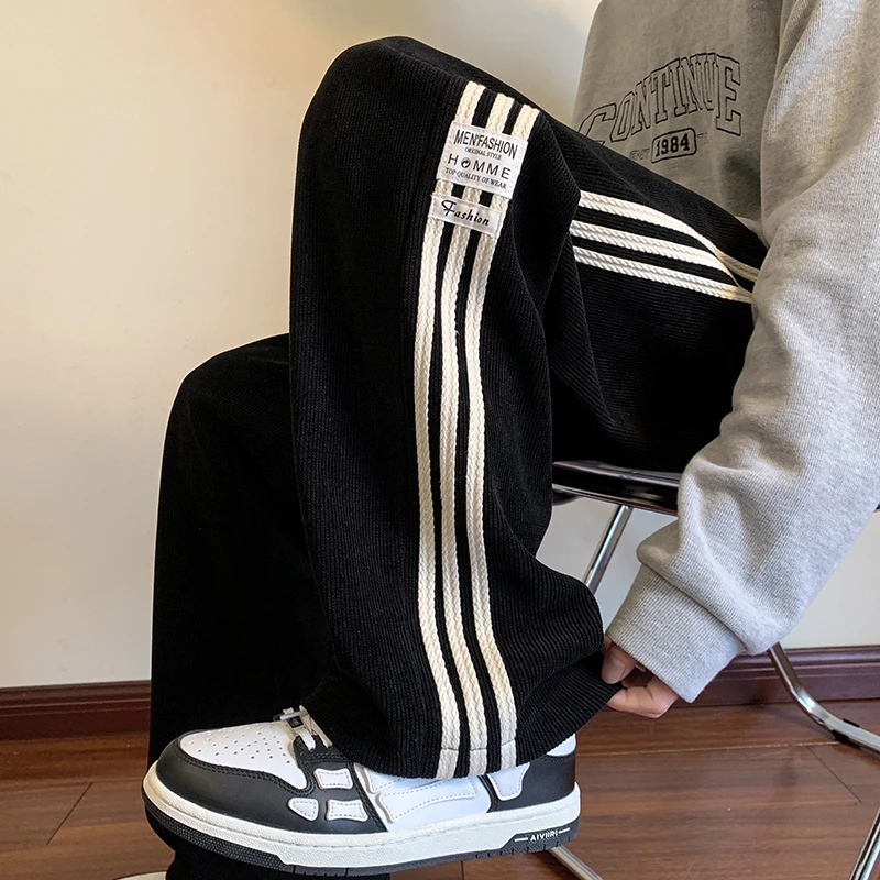 灯芯绒裤子男款春秋季2025新款美式宽松直筒卫裤潮流百搭休闲长裤