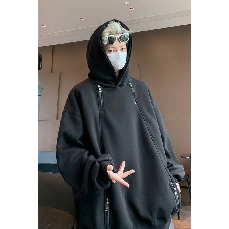 hiphop美式高街潮牌重磅卫衣男春秋款设计感小众宽松长袖连帽外套